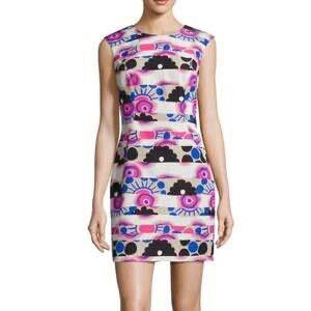 Milly Women’s Size 2 blue, pink, and white printed sleeveless mini sheath dress